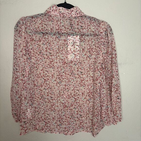 Only Shirt Women's Extra Small Pink Onlmisty Flower Button Front Dagger Collar - Picture 2 of 10
